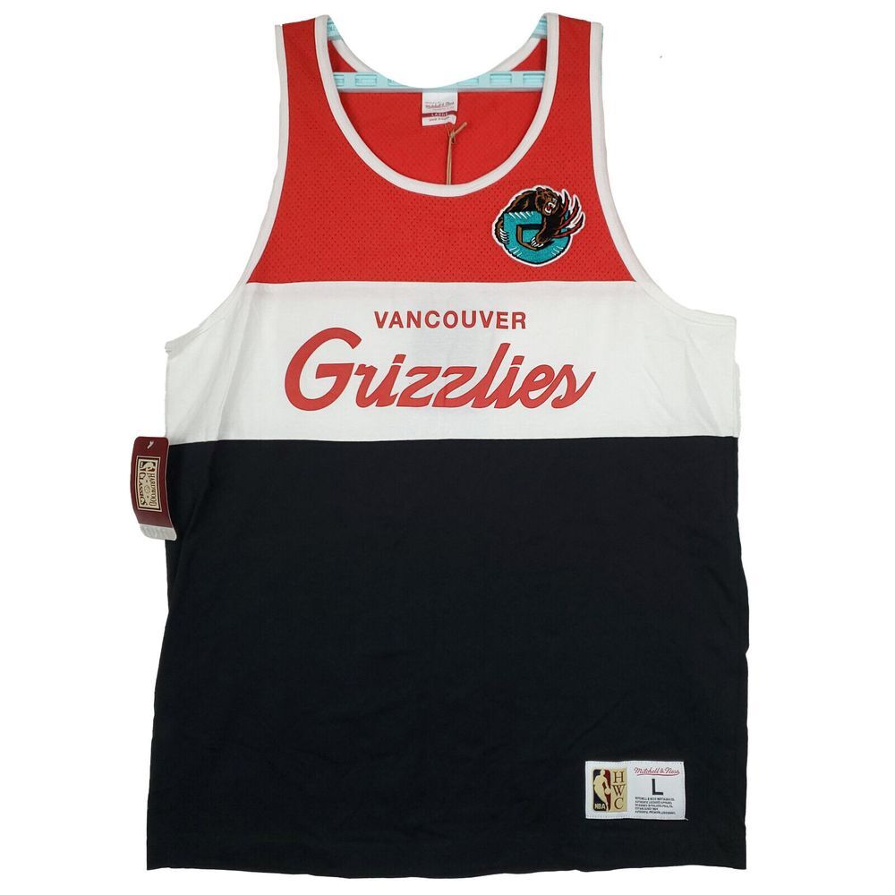 Vancouver‎ Grizzlies Mitchell & Ness NBA L Large Tank Top Black White Red NWT